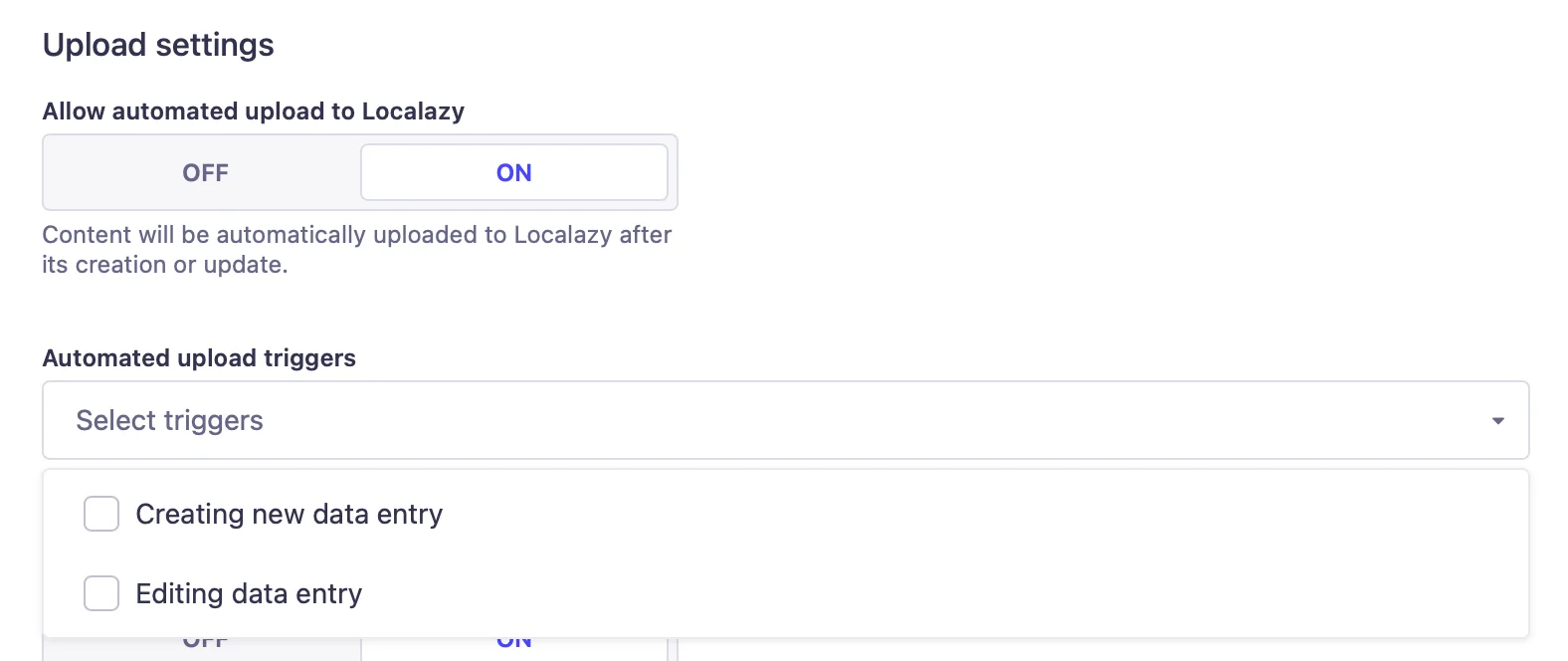 Strapi Localization Plugin - Global Settings - Automated Upload to Localazy