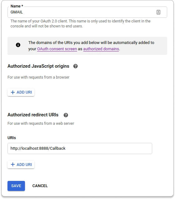 OAuth client ID setup