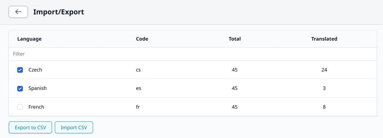 Localazy CSV Import/Export - Language selection