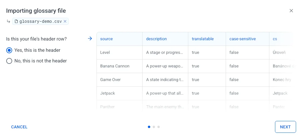 Localazy Glossary Import