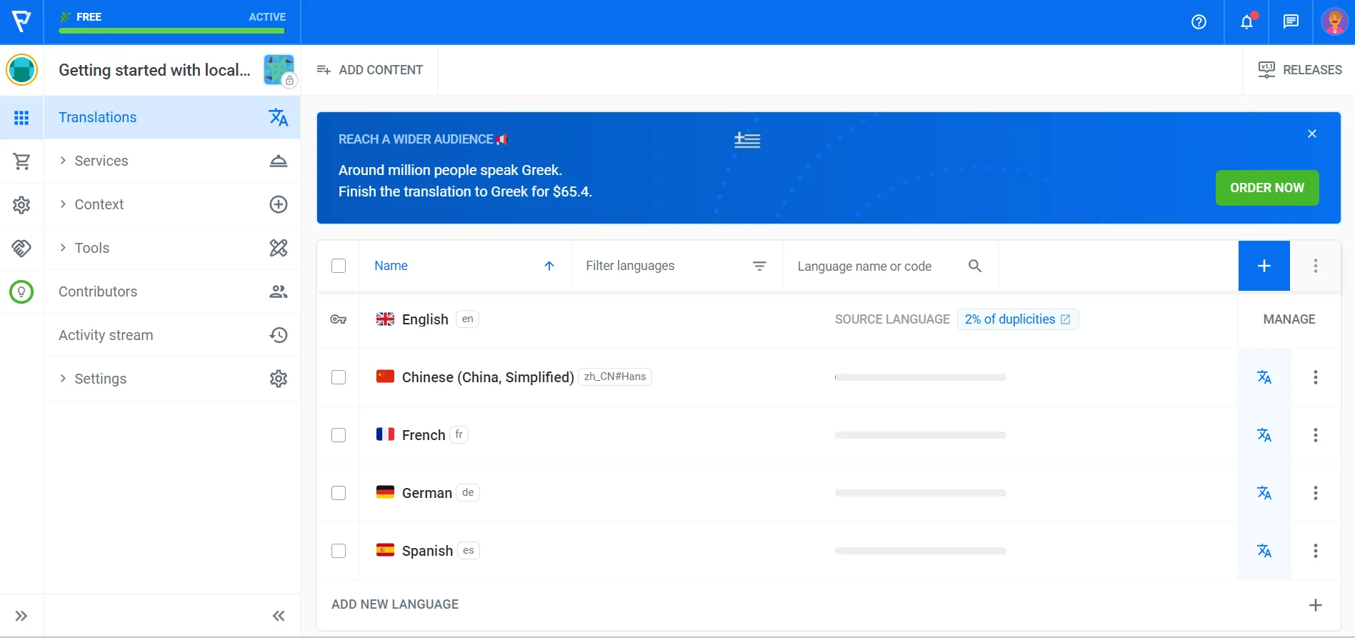 Add new languages to your Localazy project
