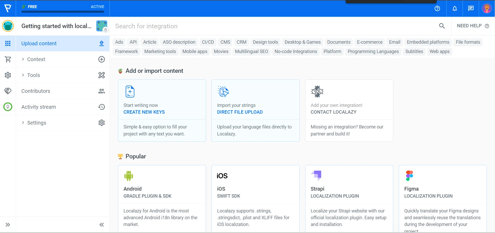 Localazy - Selecting Integration