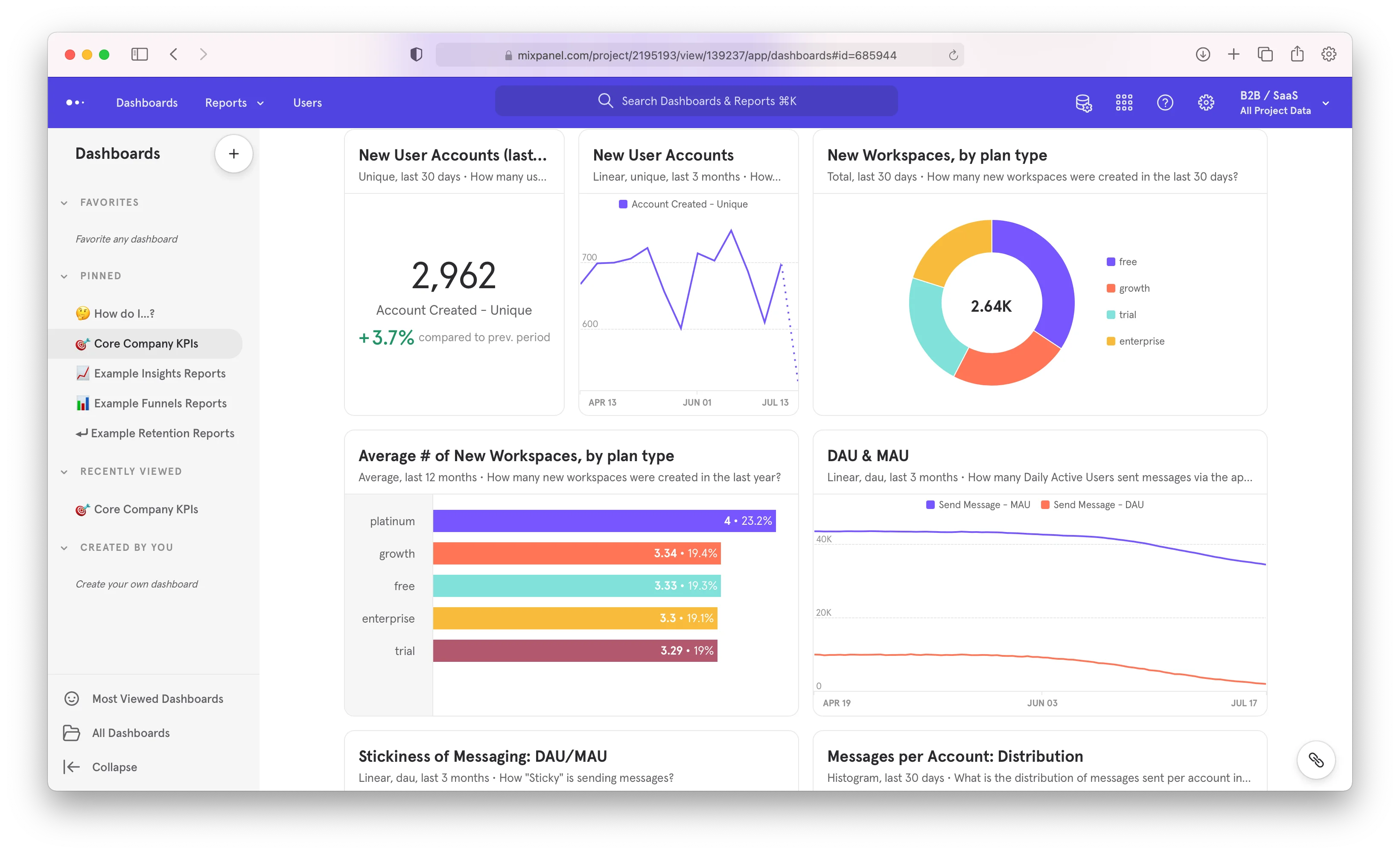 Mixpanel Demo Screen 1