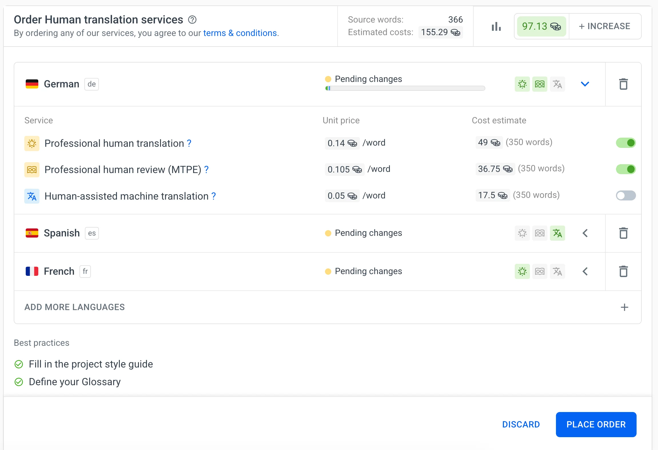 Localazy - Human translation services - service setup