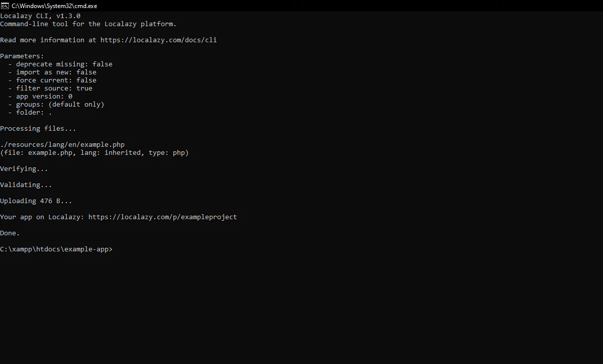 Localazy CLI upload