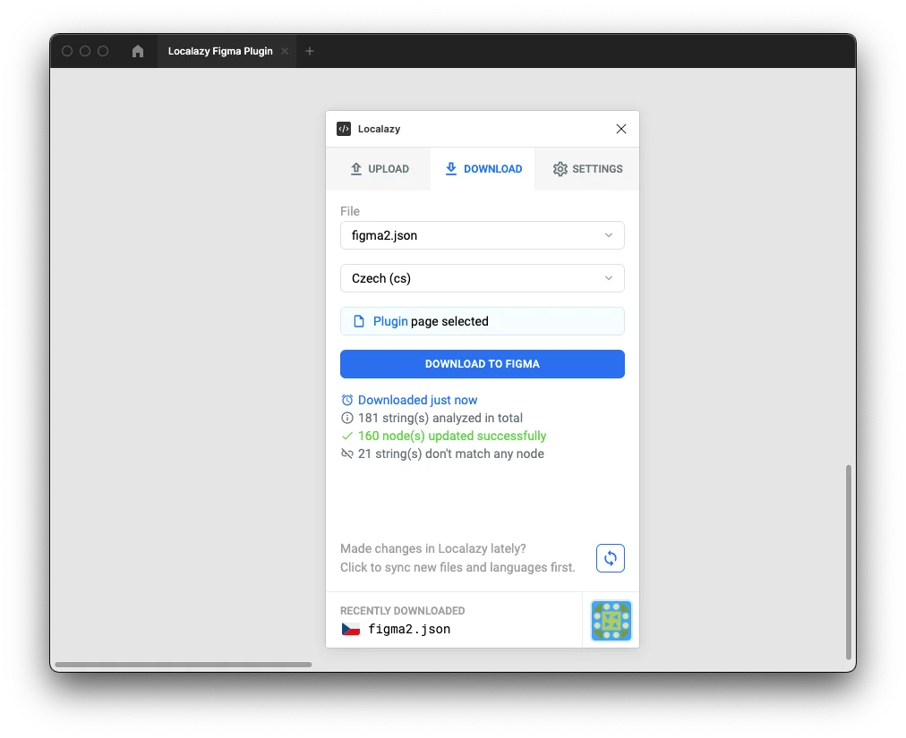 Download tab