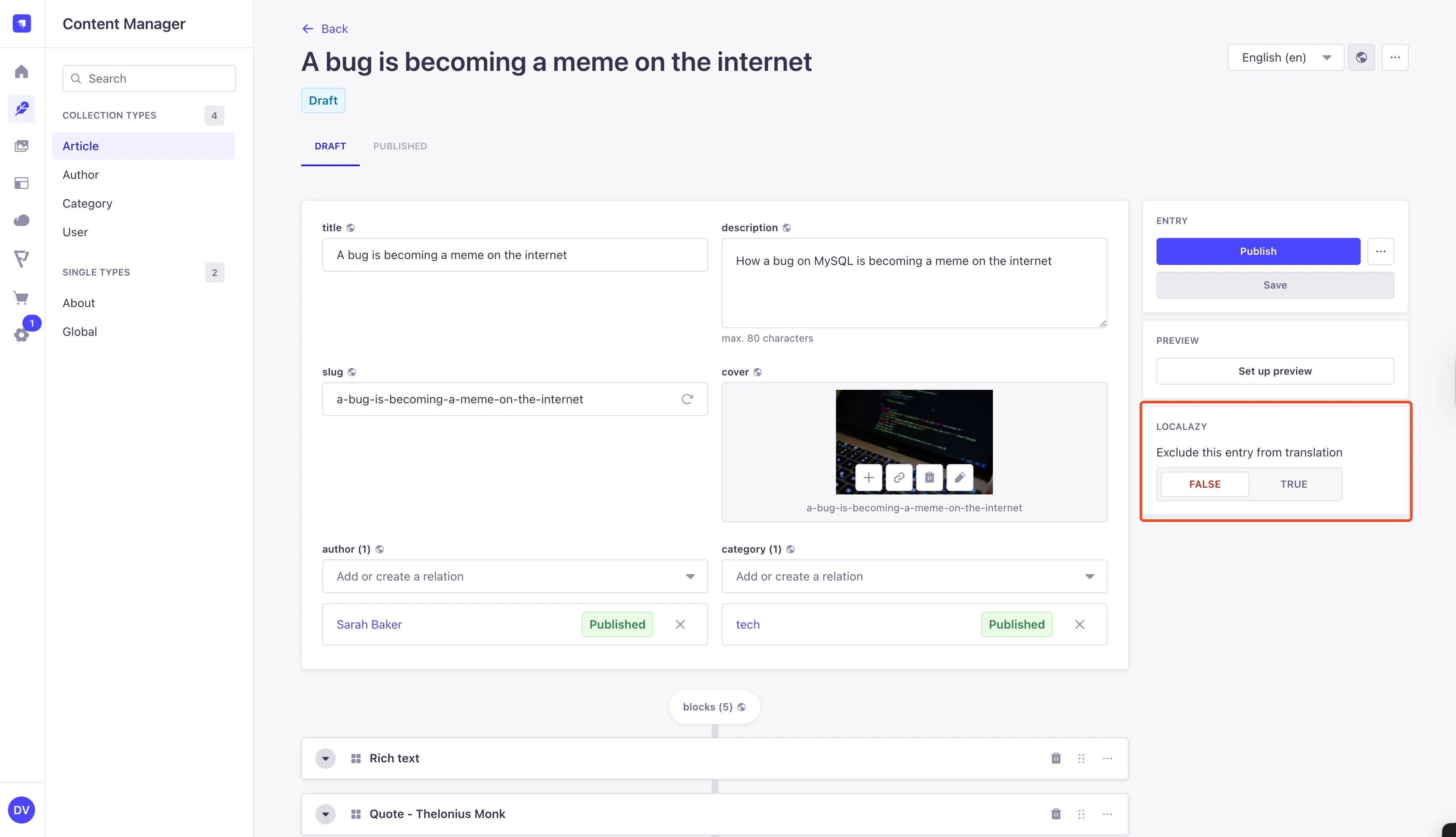 Entry detail Include/Exclude