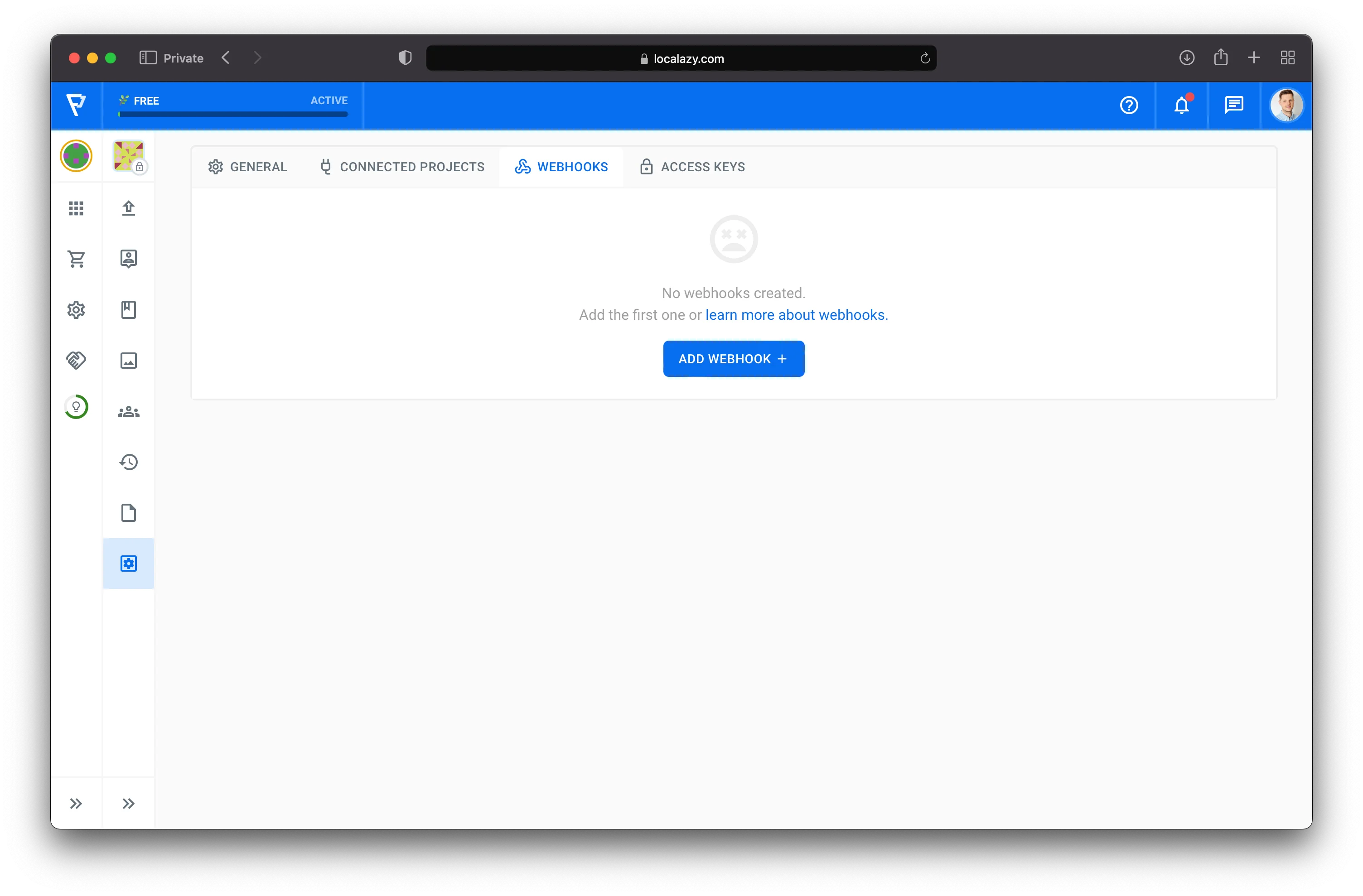 No configured webhooks