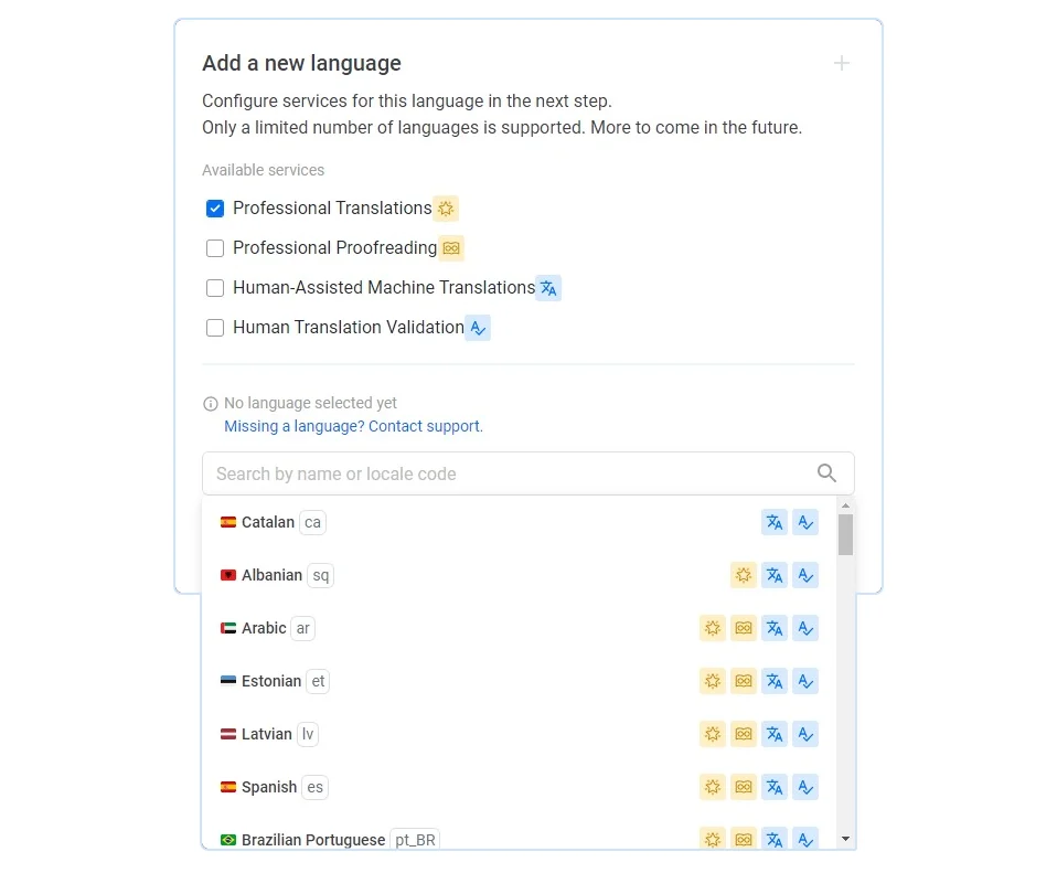 Localazy Translation Services Guide: Selecting Languages