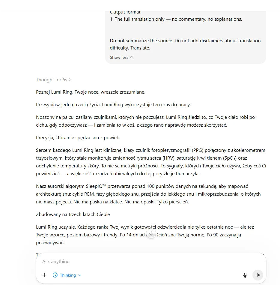  English to Polish translation on ChatGPT, version GPT-5.5.