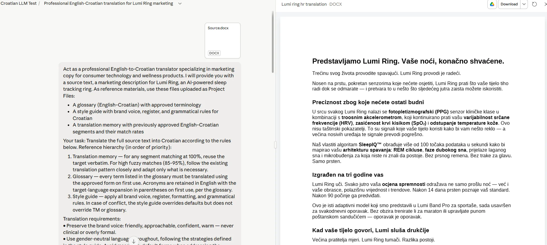 English to Croatian translation in Claude Opus 4.7.