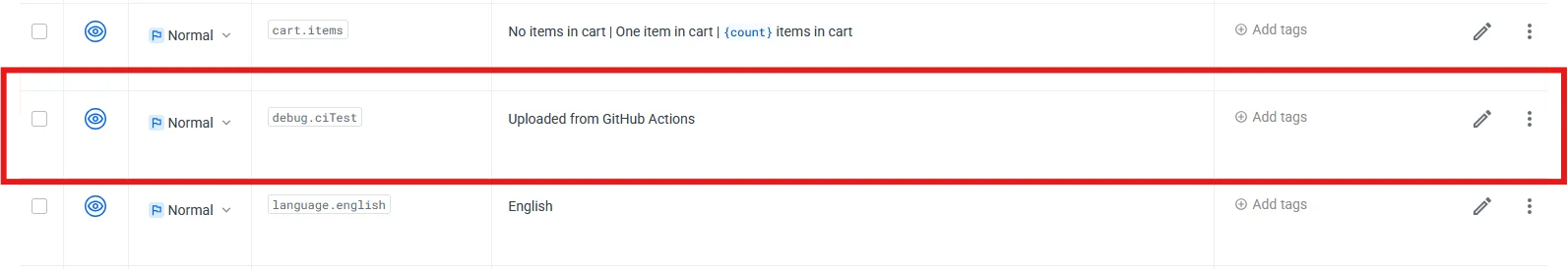 String in Localazy uploaded via GitHub Actions.