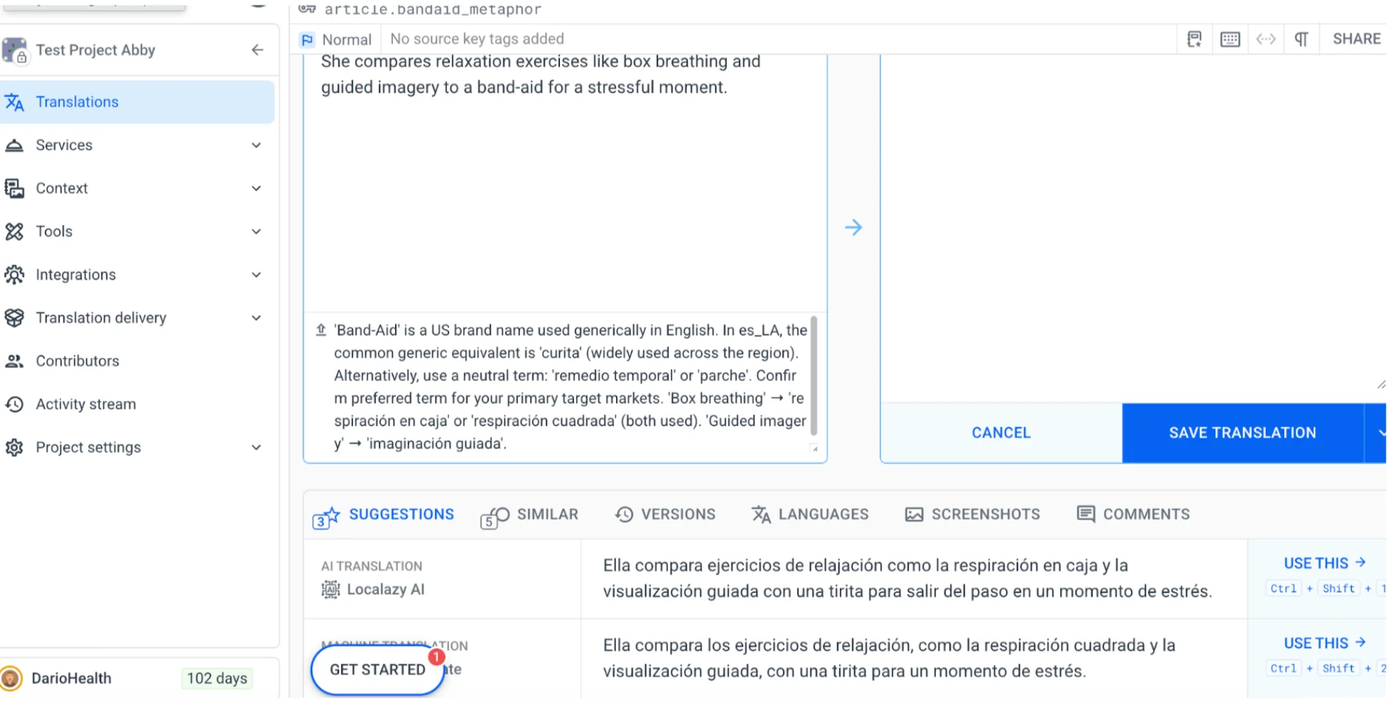 The key showing the AI-generated context for the term "curita".