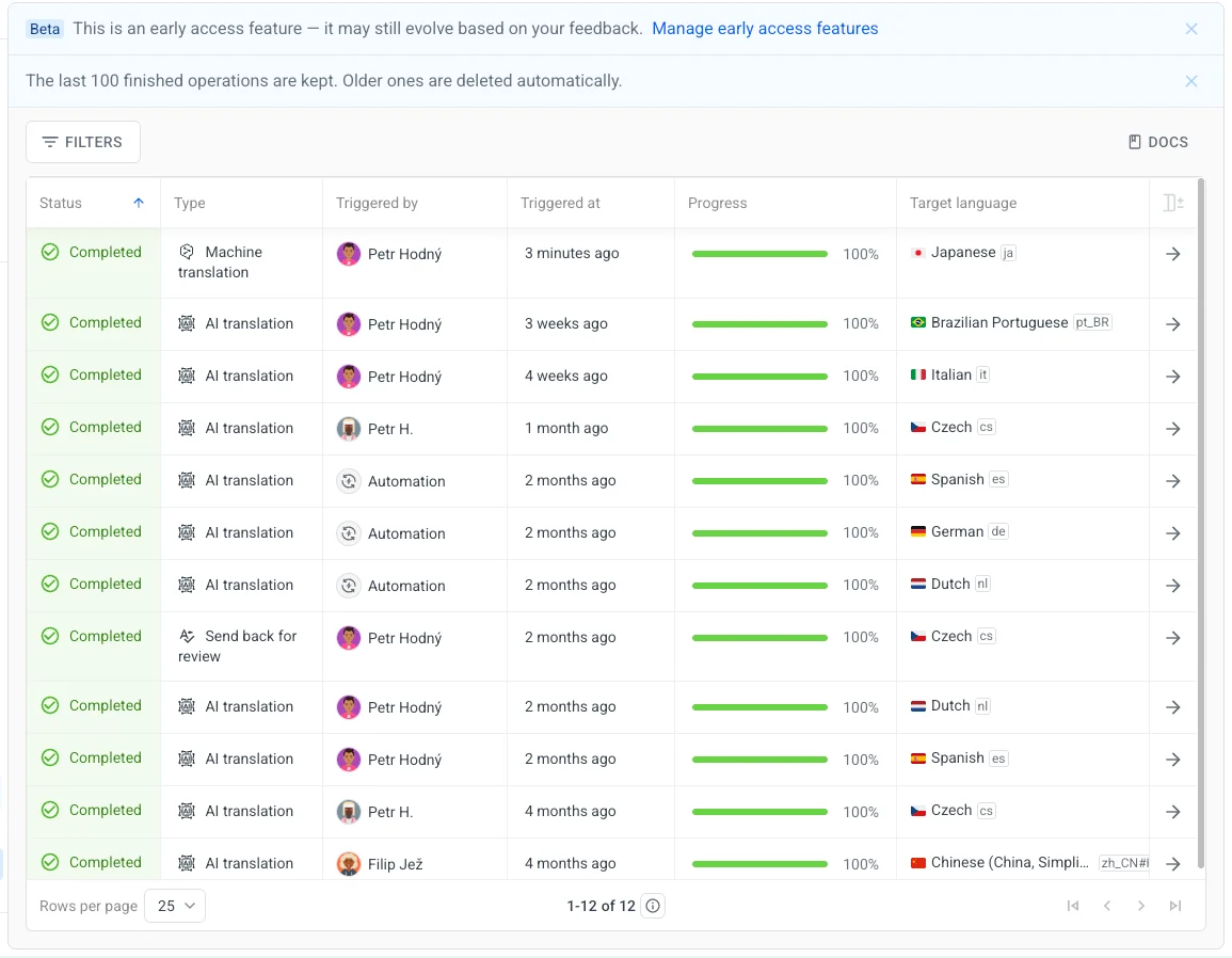 Background operations in Localazy.