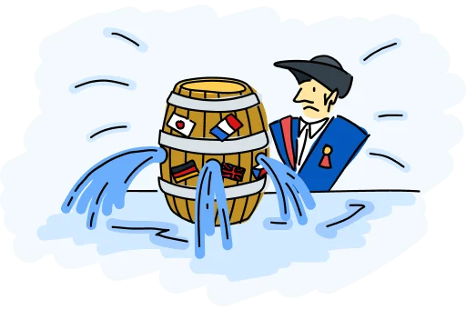 Leaking barrel illustration
