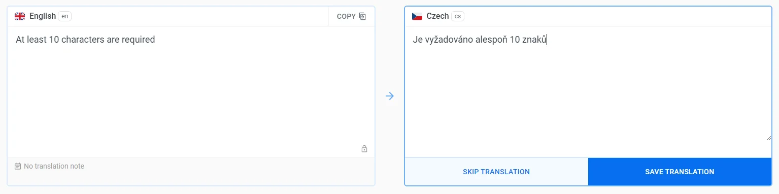 Localazy translation screen - plain strings