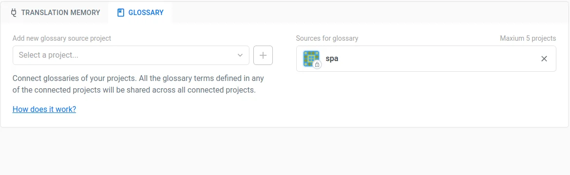 Localazy Connected Glossary Terms Settings