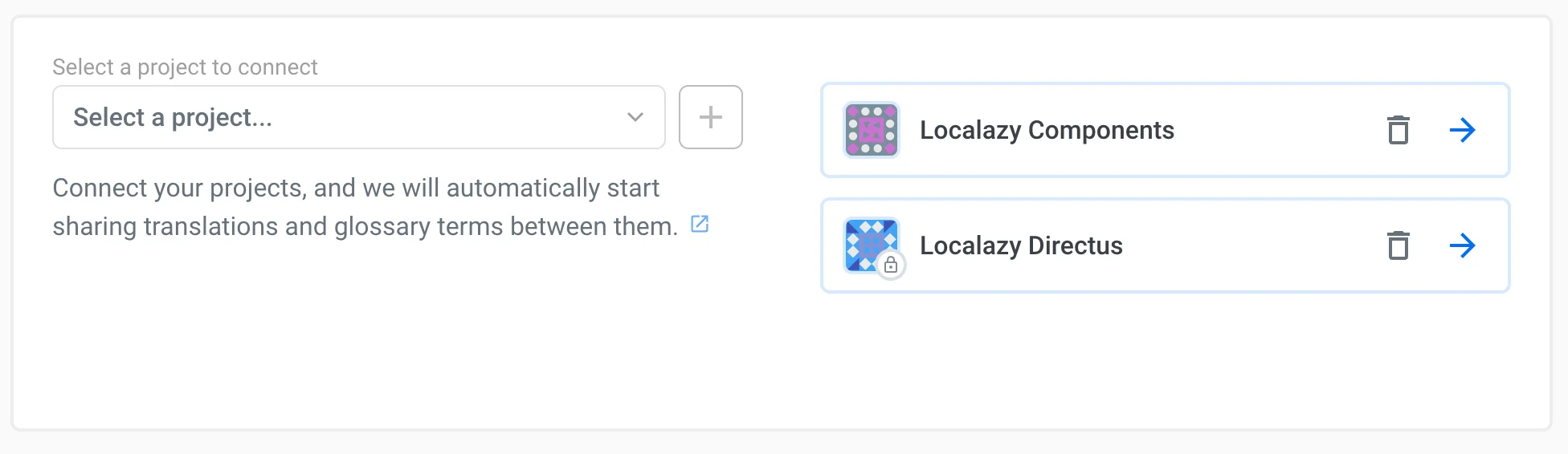 Localazy Connected Projects Settings