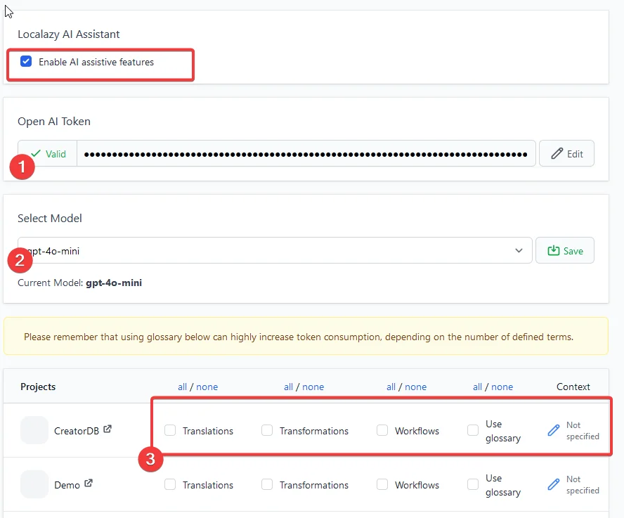 Configure AI Options for Localazy