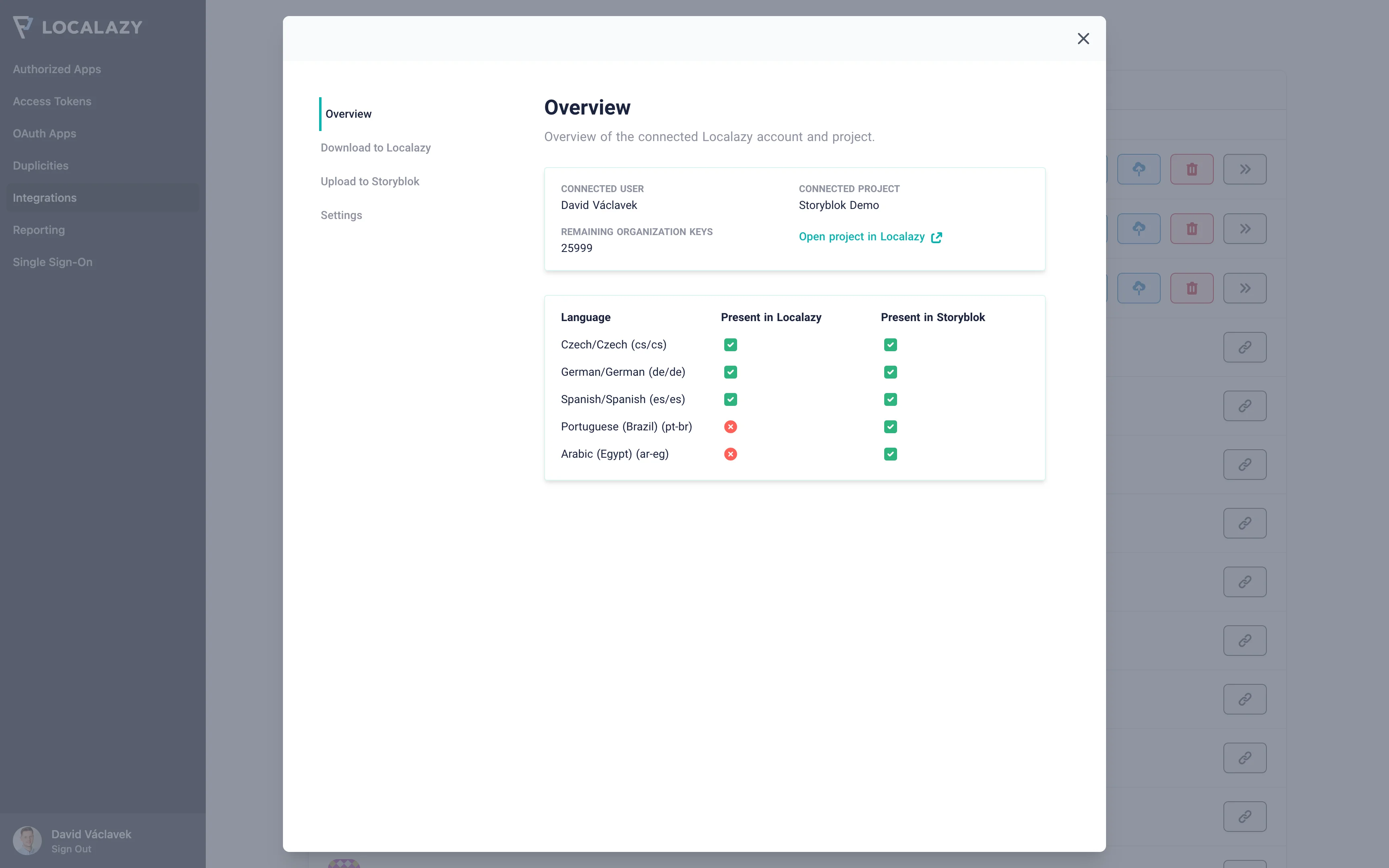 Storyblok Integration: Overview Tab