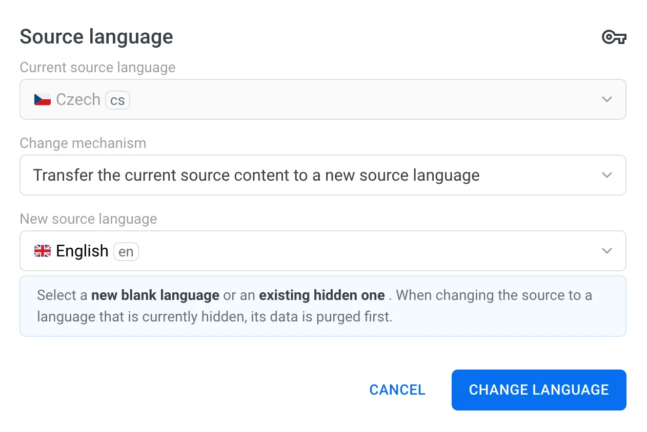 Localazy - transfer the current source content to a new source language