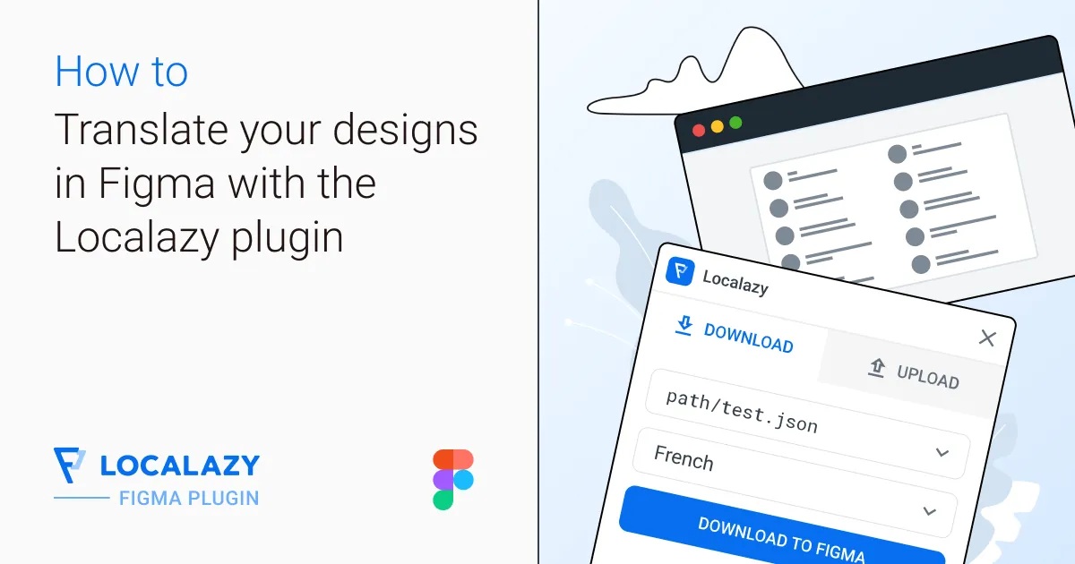 Illustration of Design localization with Localazy Figma plugin