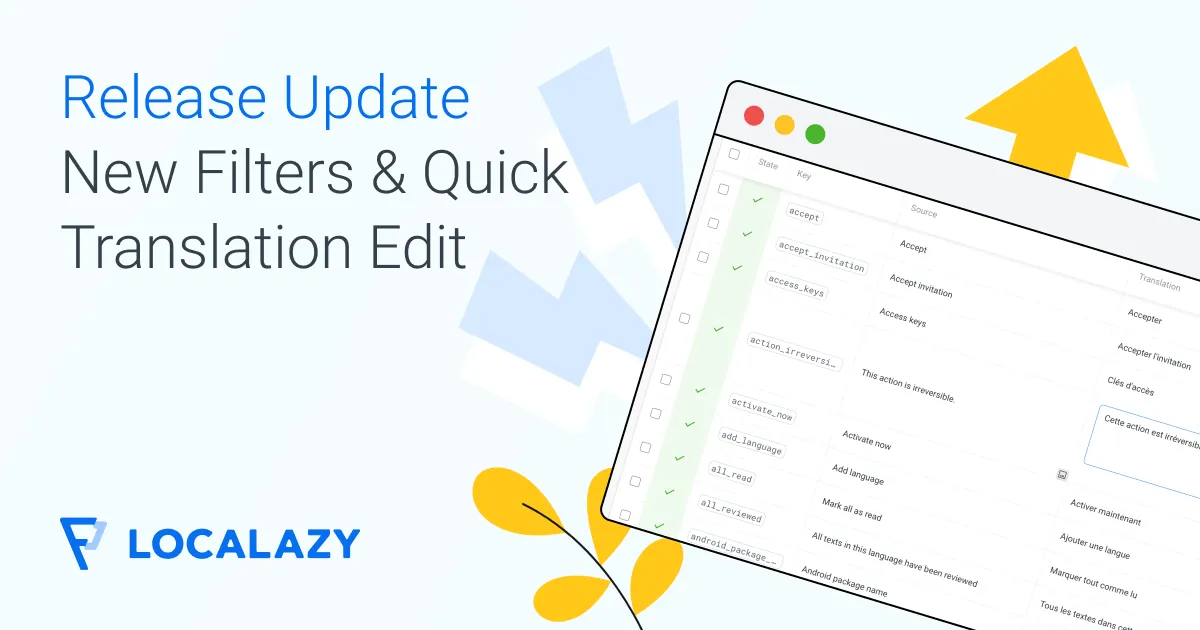 Illustration of Release Update: New filters, quick translation editing & more!