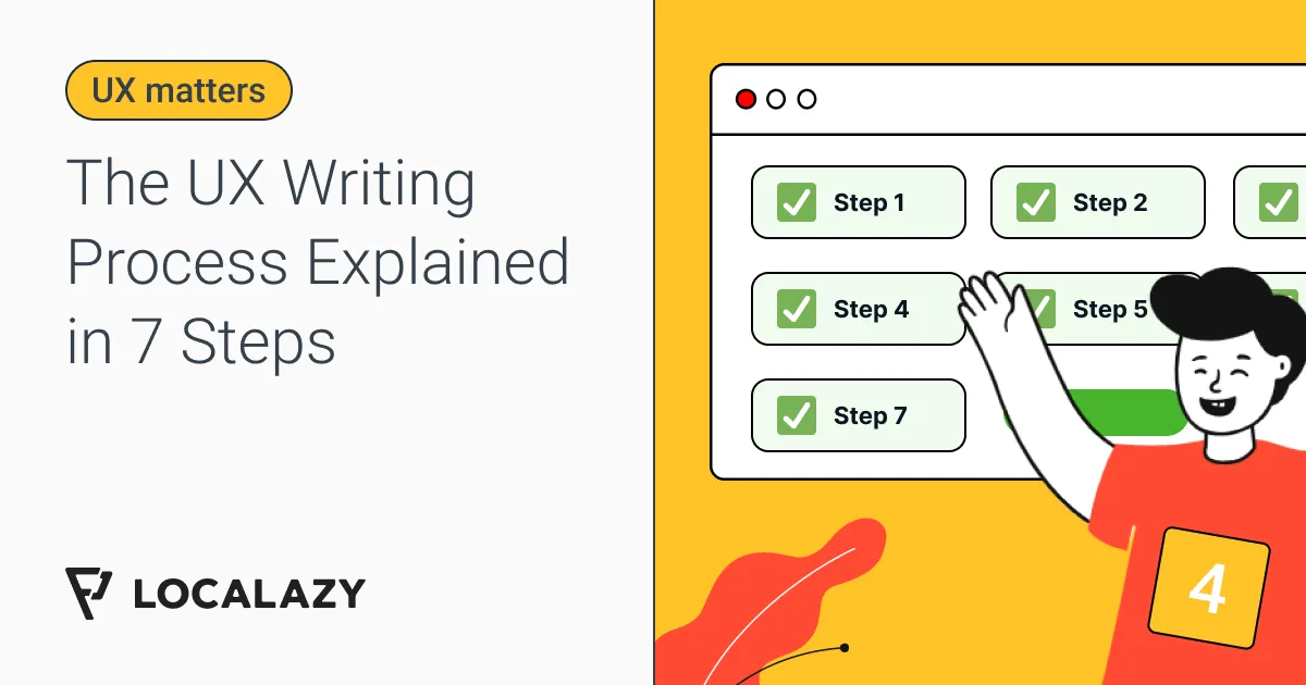 Illustration of The UX writing process explained in 7 steps