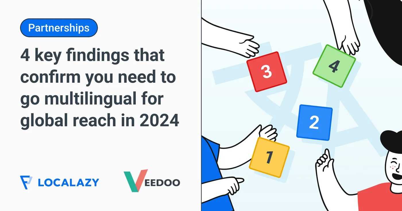Illustration of 4 key findings that confirm you need to go multilingual for global reach in 2024