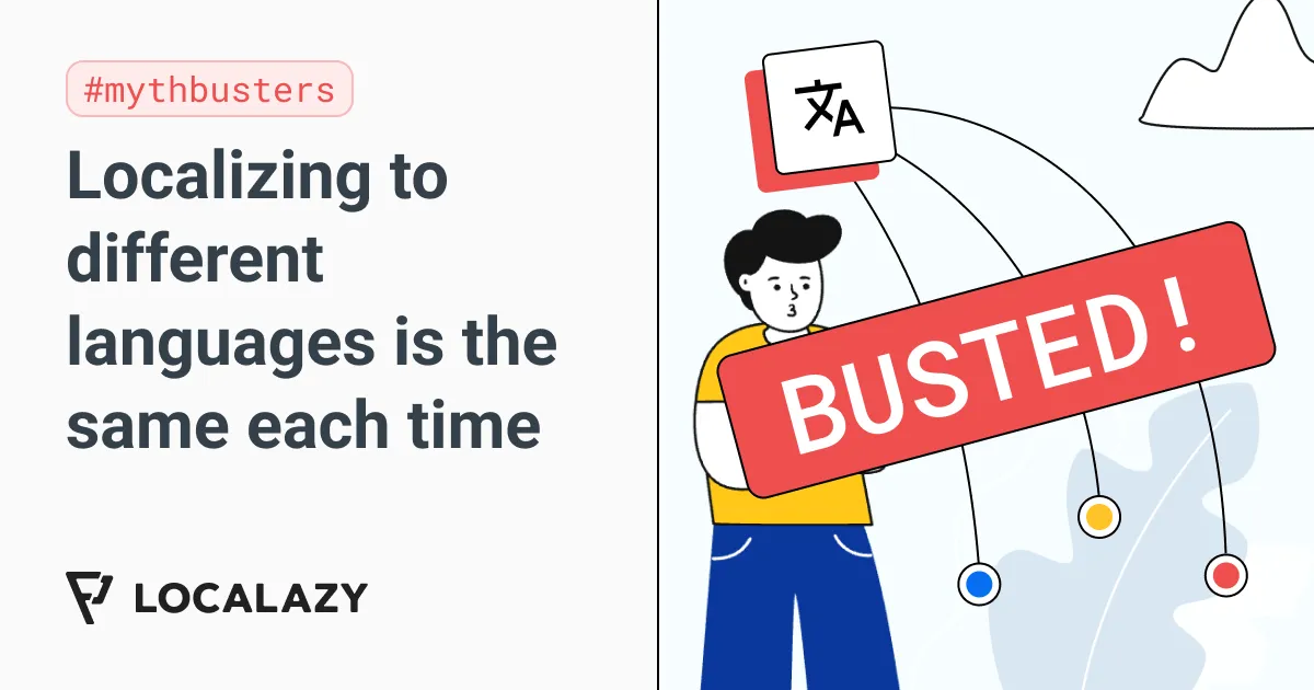 Illustration of Mythbusters: Localizing to different languages is the same each time