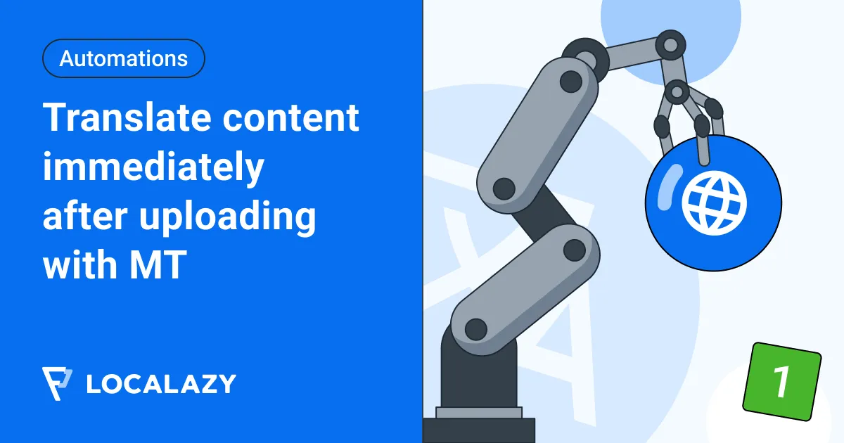 Illustration of Automations Series: Translate content immediately after uploading with MT