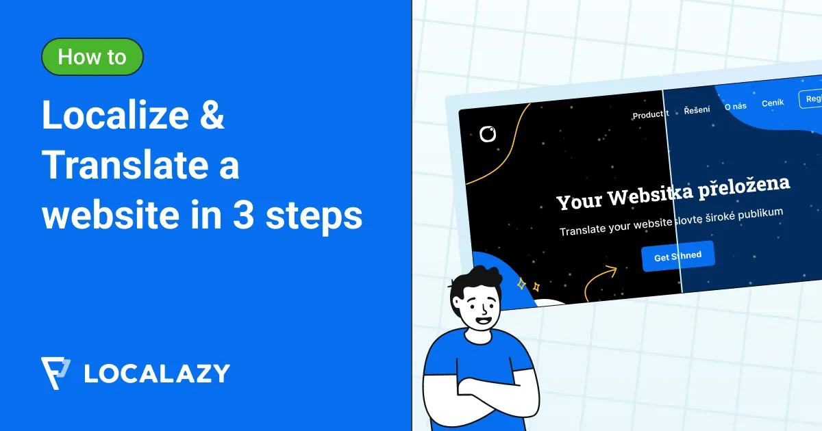 Illustration of How to localize & translate your website in three steps with Localazy?