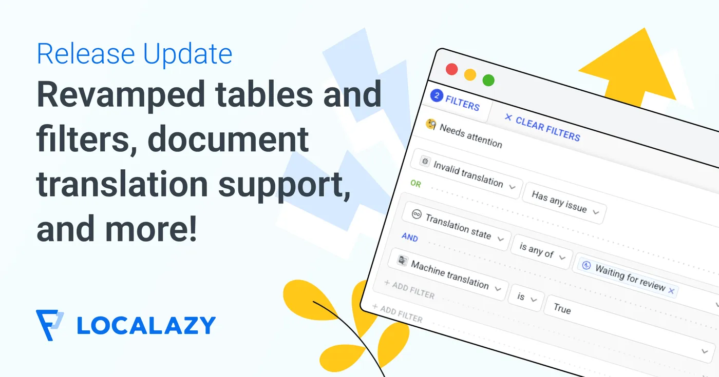 Illustration of Release Update: Revamped tables and filters, document translation support, and more!