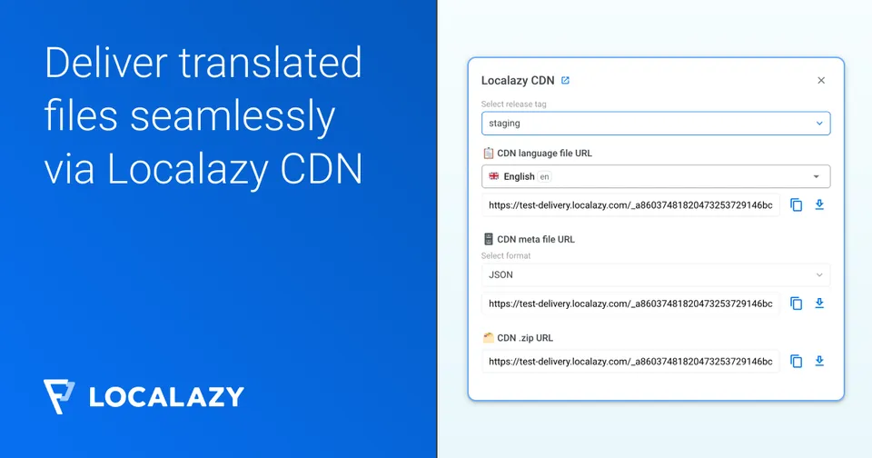 Illustration of Deliver translated files seamlessly via Localazy CDN