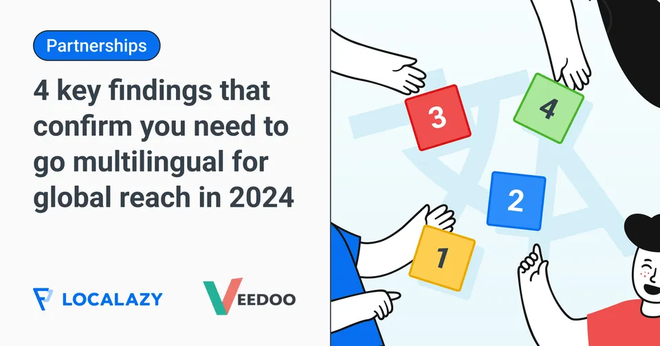Illustration of 4 key findings that confirm you need to go multilingual for global reach in 2024